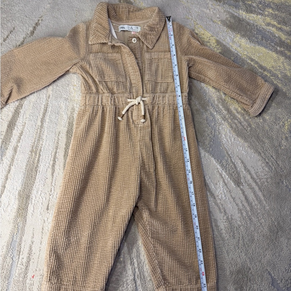 Zara Beige Textured Jumpsuit
